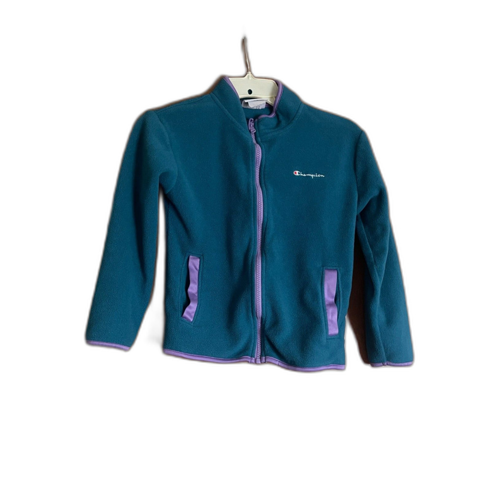 Champion Girls Teal Blue & Purple Fleece Jacket Full Zip Lightweight Size M